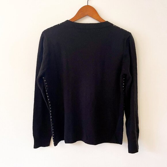 Max Mara Weekend Black Polka Dot Wool/Cashmere Cardigan, Size XL - Picture 2 of 6